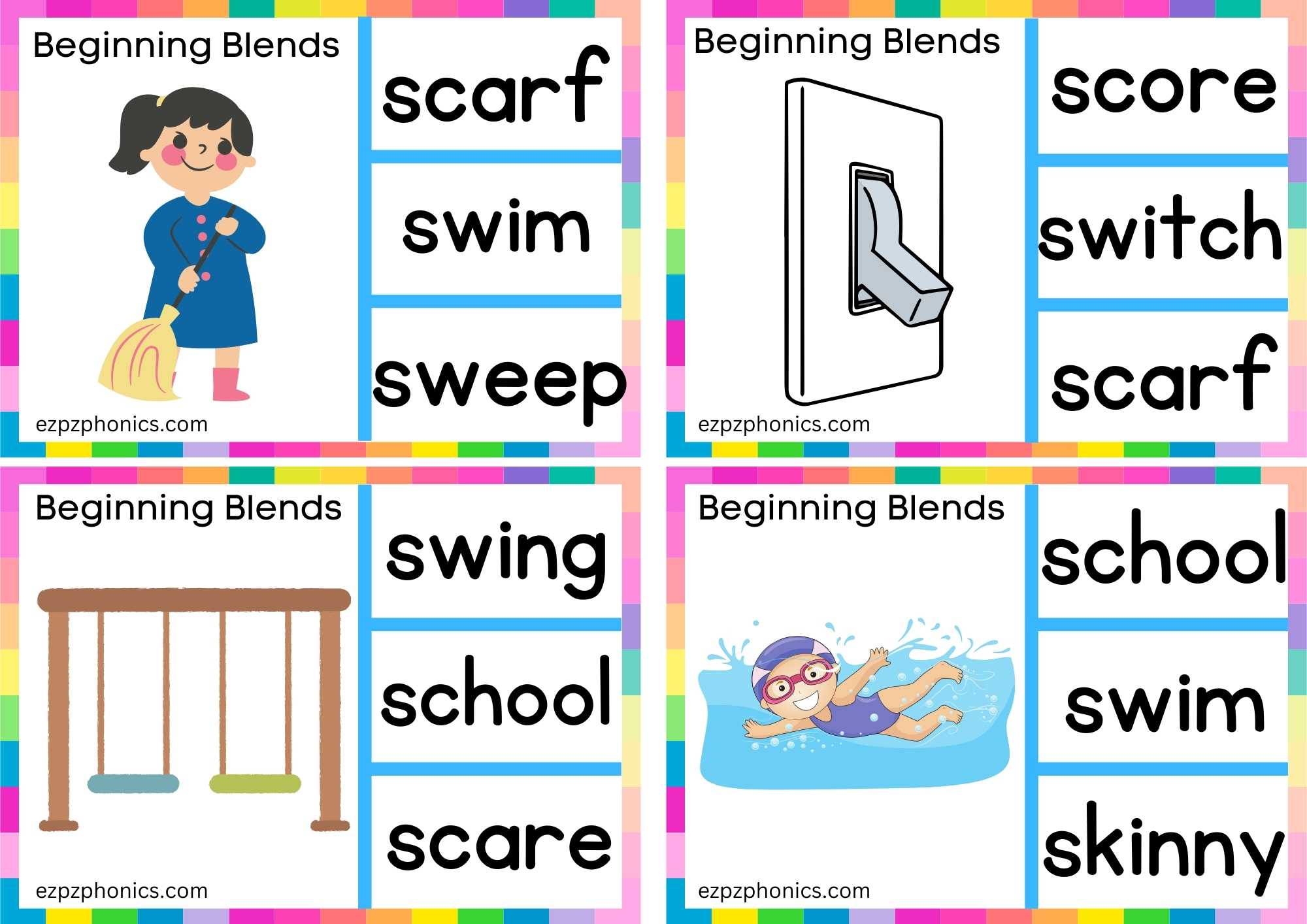 SW Beginning Blends Clip Cards Look At The Image And Clip The Correct Word Set 1